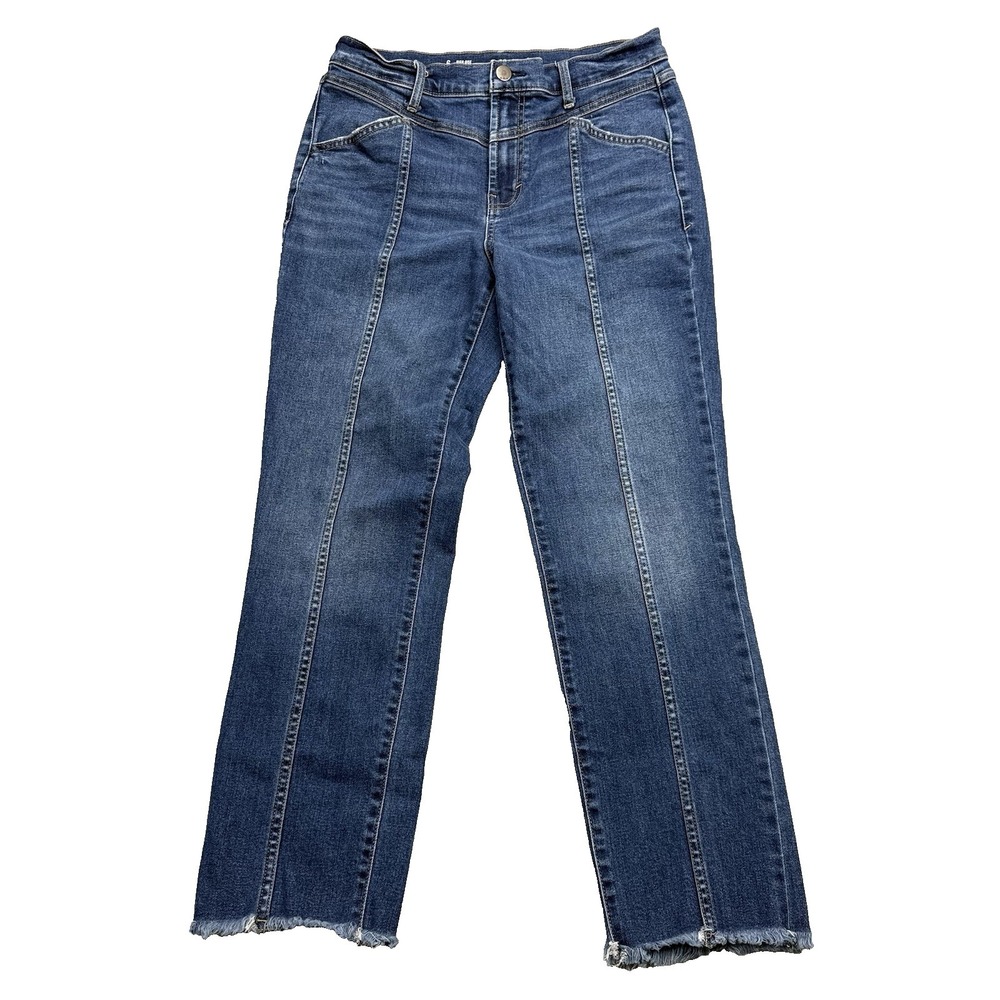 ANA Women's‎ Jeans Size 6 High Rise Stretch Panel Straight Leg Crop Raw Hem